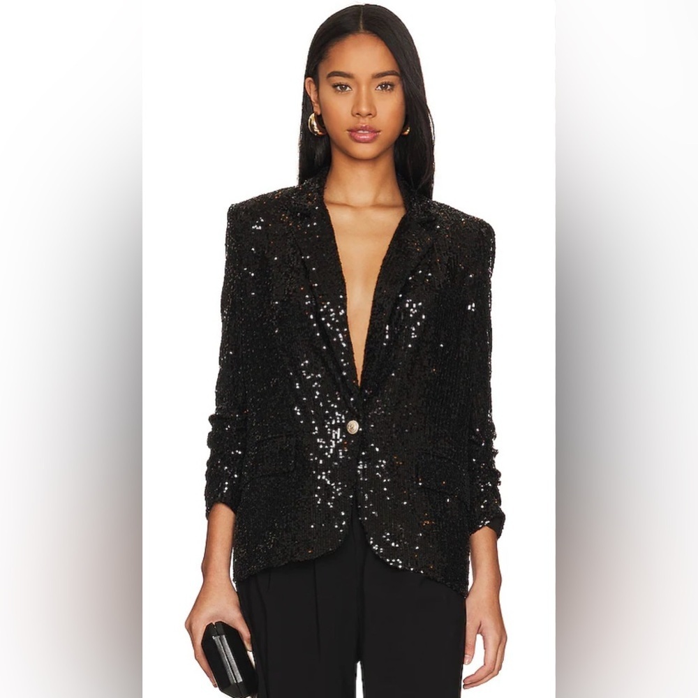 NWT Women’s Revolve Generation Love Avery Black Sequin Blazer Size XS